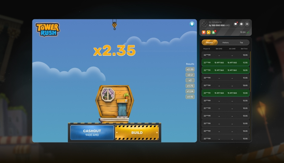 Tower Rush на мобильном — интерфейс приложения